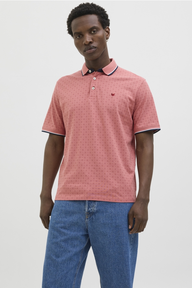 JPRPAULOS PLAY AOP BLU. SS POLO 12154548 Faded Rose/SLIM